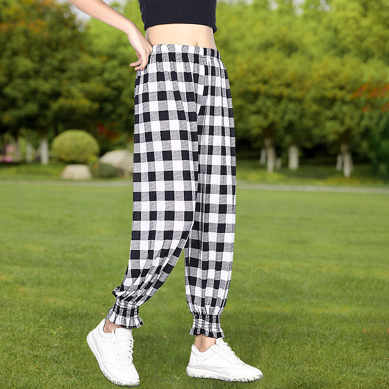 Manufacturer's summer mosquito repellent pants Cool frosted women's pants Frosted women's floral pants beauty slouchy knickerbockers casual pants