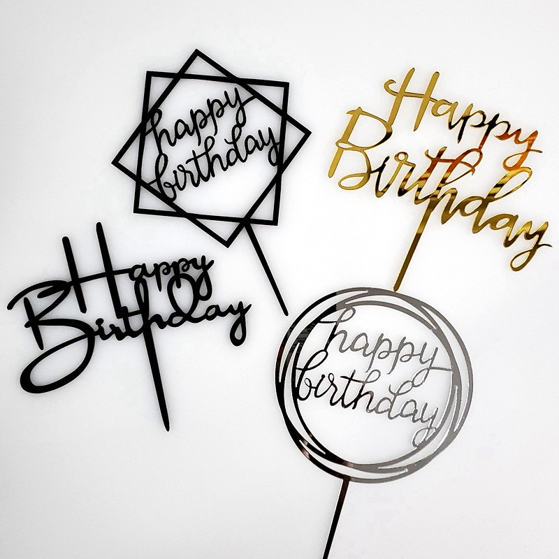 Acrylic Cake Plate Happybirthday Baking Decoration Plug-In Decoration