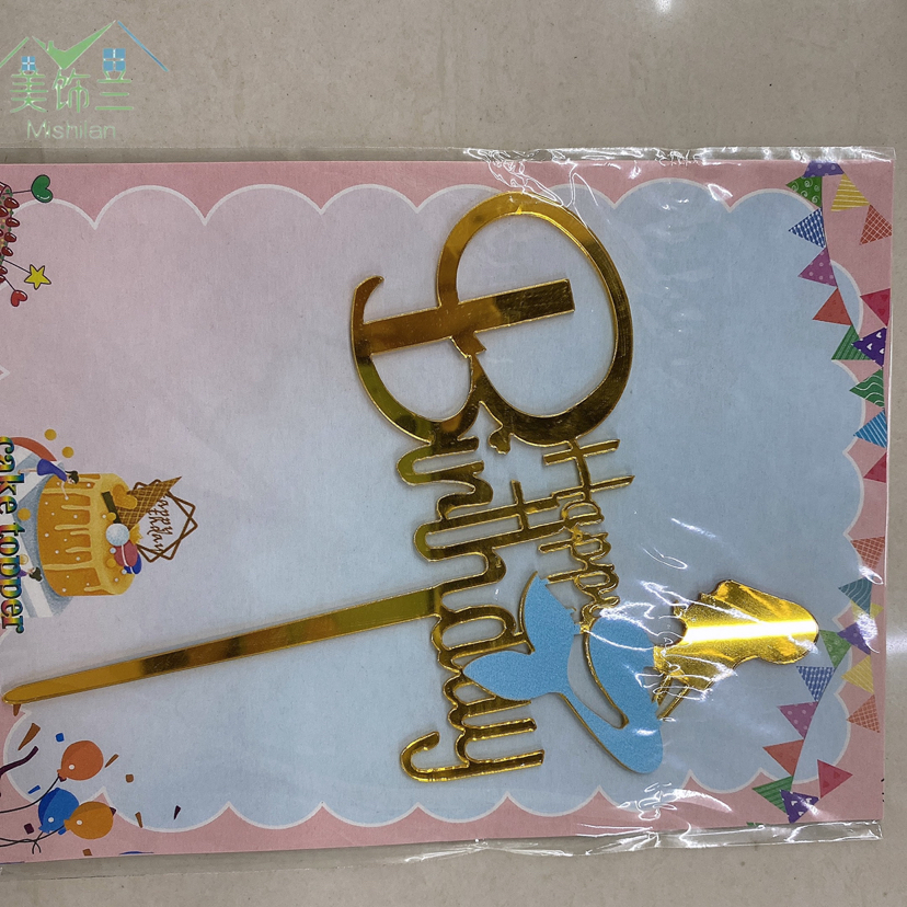 Acrylic Cake Plate Happybirthday Baking Decoration Plug-In Decoration Item Picture