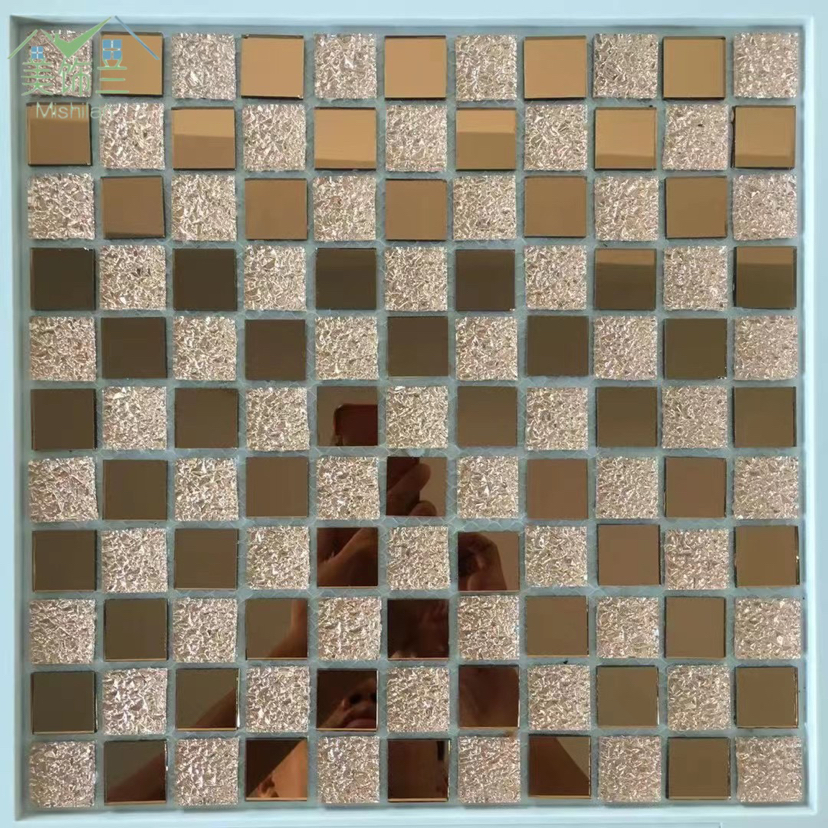 European Glass Mosaic Tile Affixed To The Tv Background Decorative Wall Affixed To The Bar Mirror Self-Adhesive With Back Glue details Picture