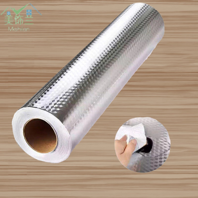 Grease Proof Kitchen Sticker Stove Top Waterproof Aluminum Foil Cabinet Range Hood High Temperature Resistant Self-Adhesive Checkered Foil