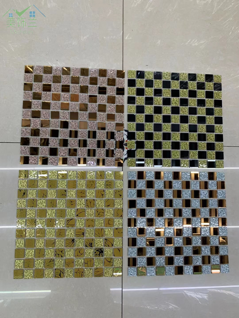 European Glass Mosaic Tile Affixed To The Tv Background Decorative Wall Affixed To The Bar Mirror Self-Adhesive With Back Glue Application Scenario