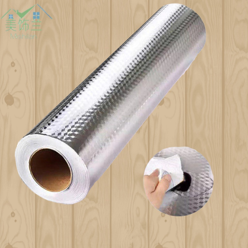 Grease Proof Kitchen Sticker Stove Top Waterproof Aluminum Foil Cabinet Range Hood High Temperature Resistant Self-Adhesive Checkered Foil Item Picture