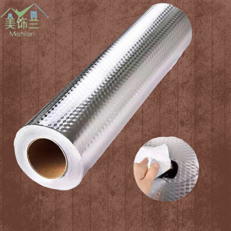 Grease Proof Kitchen Sticker Stove Top Waterproof Aluminum Foil Cabinet Range Hood High Temperature Resistant Self-Adhesive Checkered Foil Specification drawing