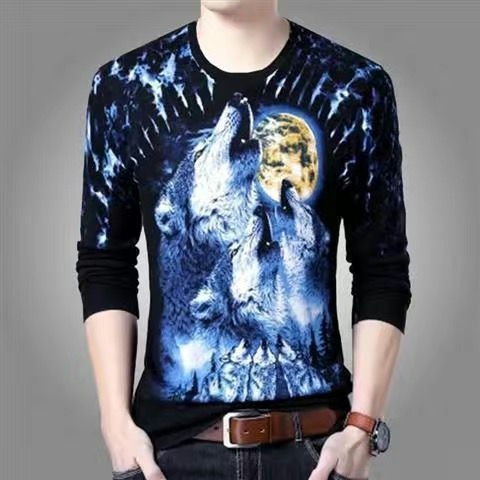2022 New long-sleeved T-shirt for men, 3d tiger print dragon pattern fat man Spring and Autumn loose casual base layer, round neck Specification image