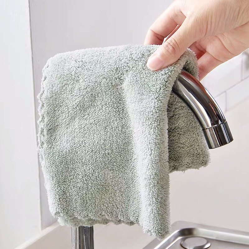 家务清洁加厚双面珊瑚绒刷碗布 吸水百洁布细纤维厨房抹布洗碗巾