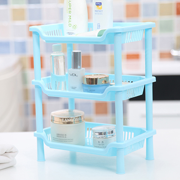 浴室三层长方形置物架卫生间收纳架厨房储物架塑料落地三角架批发