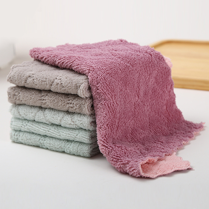 厨房双面擦锅吸水洗碗巾 不沾油珊瑚绒懒人抹布 加厚百洁布洗碗布