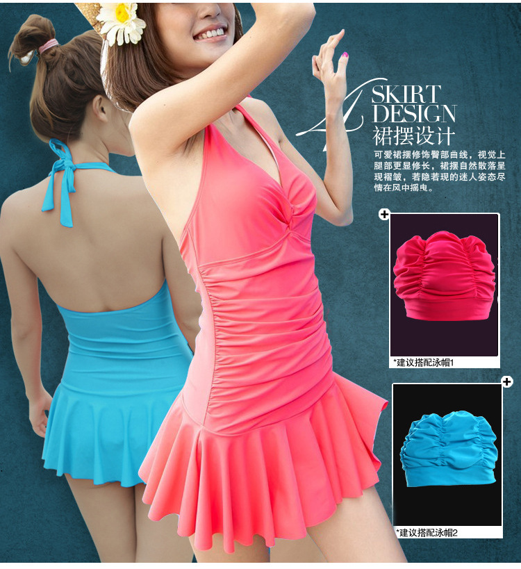 New steel frame gathering sexy one-piece dress swimsuit for women to hide the belly and look slimmer, conservative boxer shorts, hot spring swimming suit Application Scenario