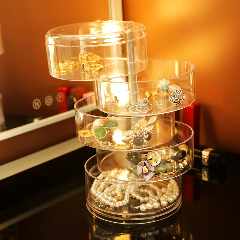 首饰盒多层戒指耳钉收纳盒子透明旋转饰品盒公主欧式韩国饰品盒