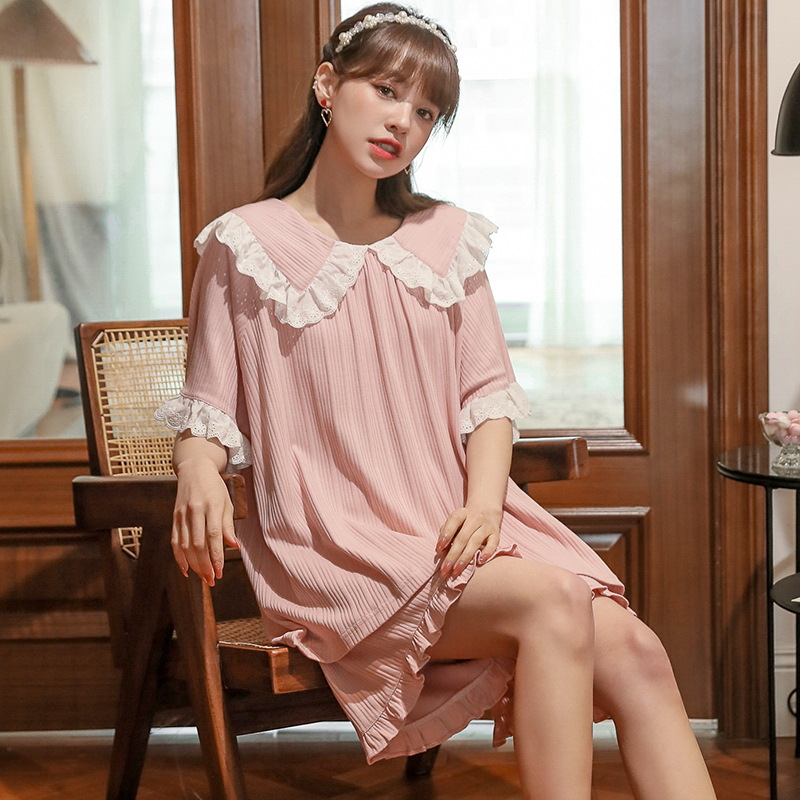 Princess-style pajamas for women, summer short-sleeved lace lace court-style women's home wear, summer two-piece set wholesale details Picture