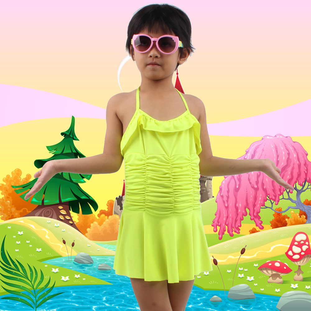 New Korean princess one-piece swimming suits for children, girls, middle and older kids, baby ballet dress style swimsuits Specification image