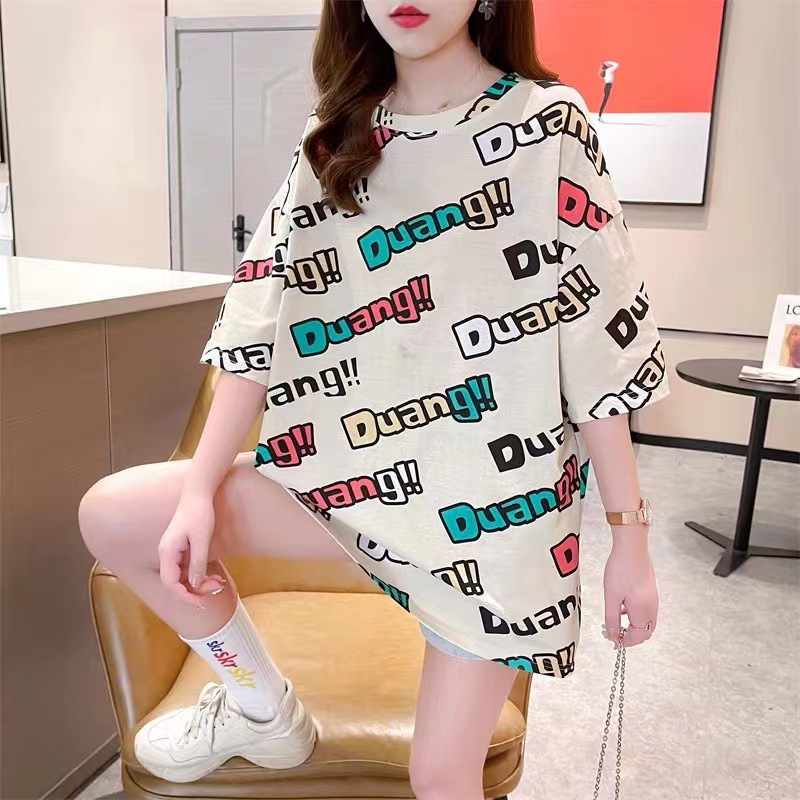 Short-sleeved T-shirt women's 2022 summer new style Korean style loose plus-size women's clothing, mid-length top for chubby girls trendy