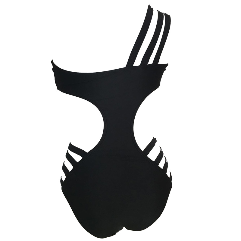 New European and American women's swimwear, sexy one-shoulder black one-piece swimwear, hollowed-out women's two-piece women's swimwear in stock Application Scenario
