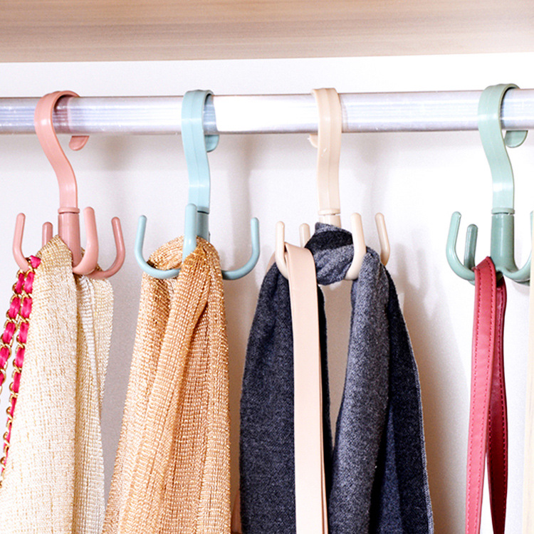 四爪挂钩创意简约北欧风可旋转衣柜塑料衣架包包挂钩晾晒钩置物架