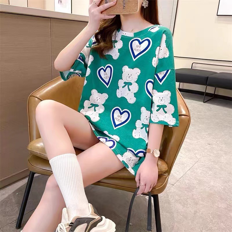 Short-sleeved T-shirt women's 2022 summer new style Korean style loose plus-size women's clothing, mid-length top for chubby girls trendy Application Scenario