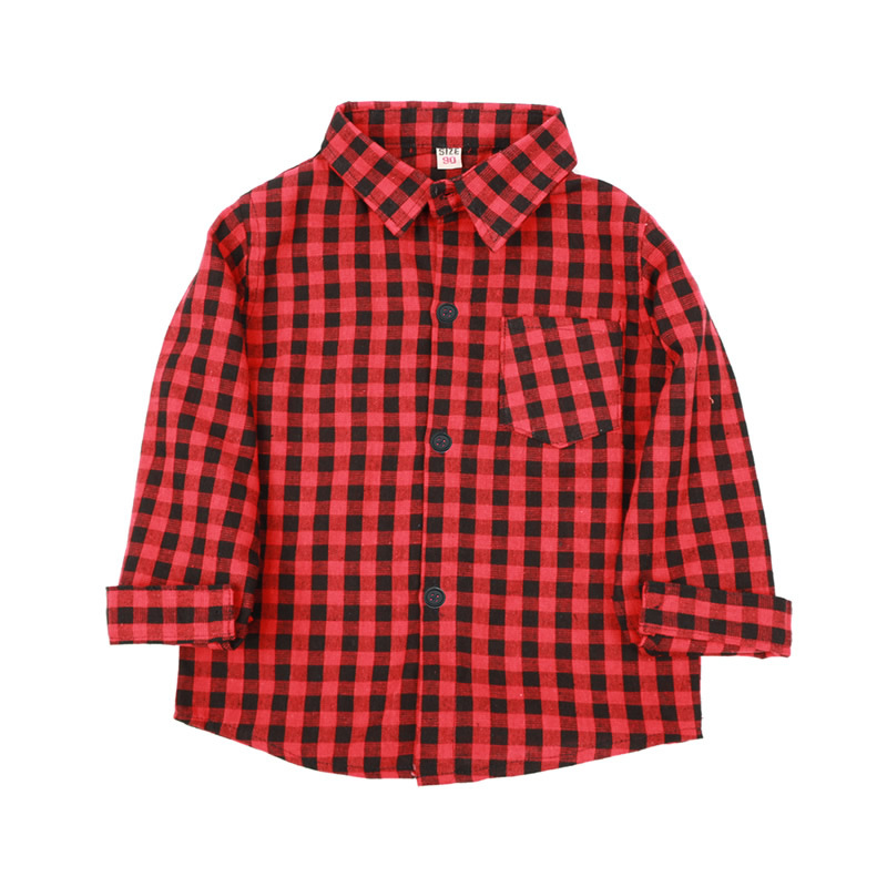 Fashionable children's shirts, spring and autumn new styles for boys and girls, large and small checkered brushed long-sleeved shirts, large and medium-sized children's export clothing Item Picture