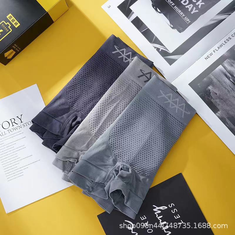 Men's underwear seamless large size underwear Men's high-elasticity honeycomb breathable four-corner flat feet magic magnetic pants foreign trade e-commerce Specification image
