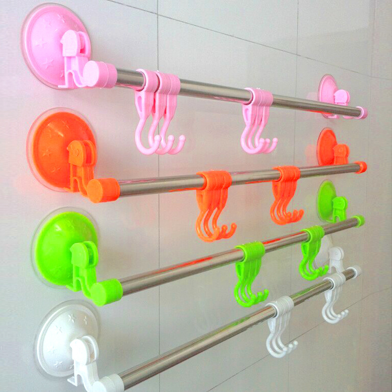 家用毛巾杆单杆浴室毛巾架免打孔卫生间浴室吸盘毛巾杆置物架