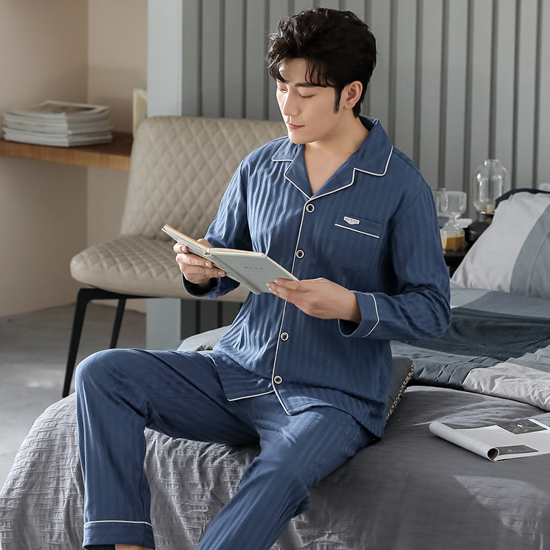 Men's pajamas, men's spring and autumn style, autumn pure cotton long-sleeved home wear, men's all-cotton autumn and winter style, winter men's suits Application Scenario