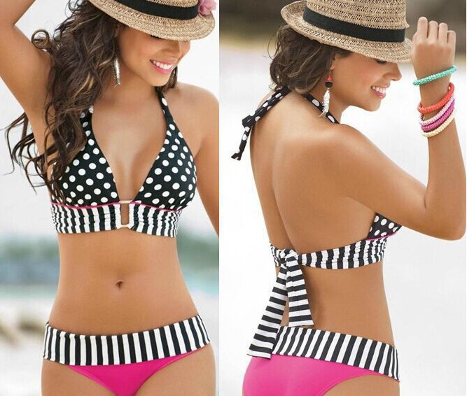 Polka dot print fashionable BIKINI women's two-piece swimming suit manufacturer direct sales from Europe and America, Bikini in stock bestsellers details Picture