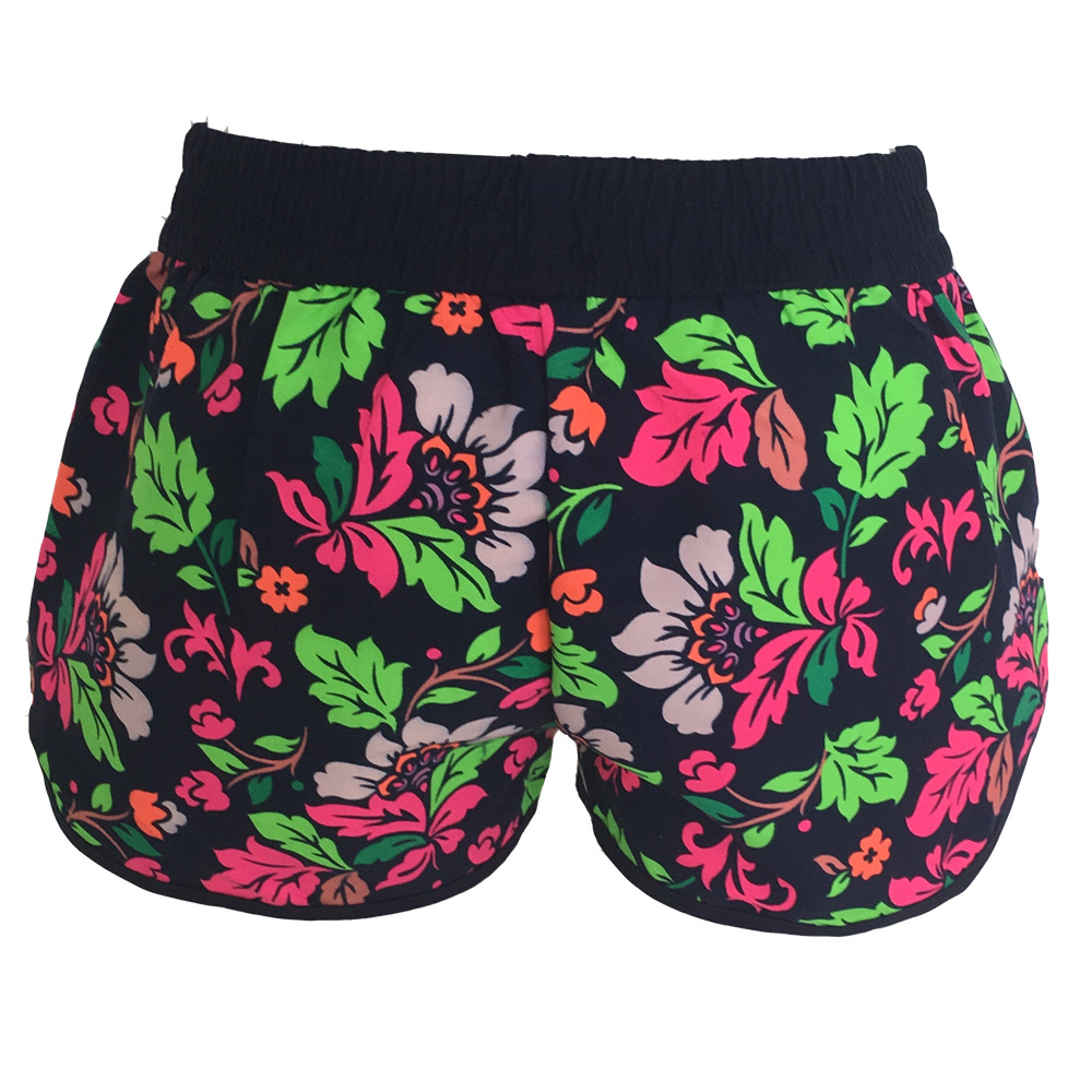 European and American style beach pants, large-sized quick-drying shorts, seaside vacation hot spring slimming floral shorts, one-piece shipping Specification image