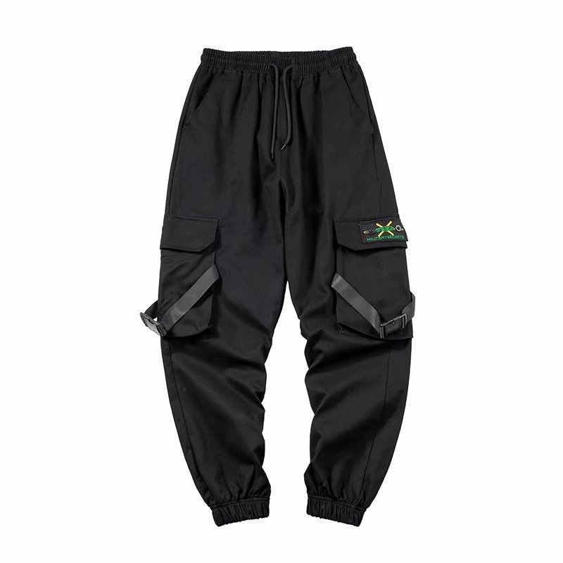 2022 Men's Spring/Summer Korean-style trendy casual long pants, men's trendy loose and large-sized sporty 9-inch pants Item Picture