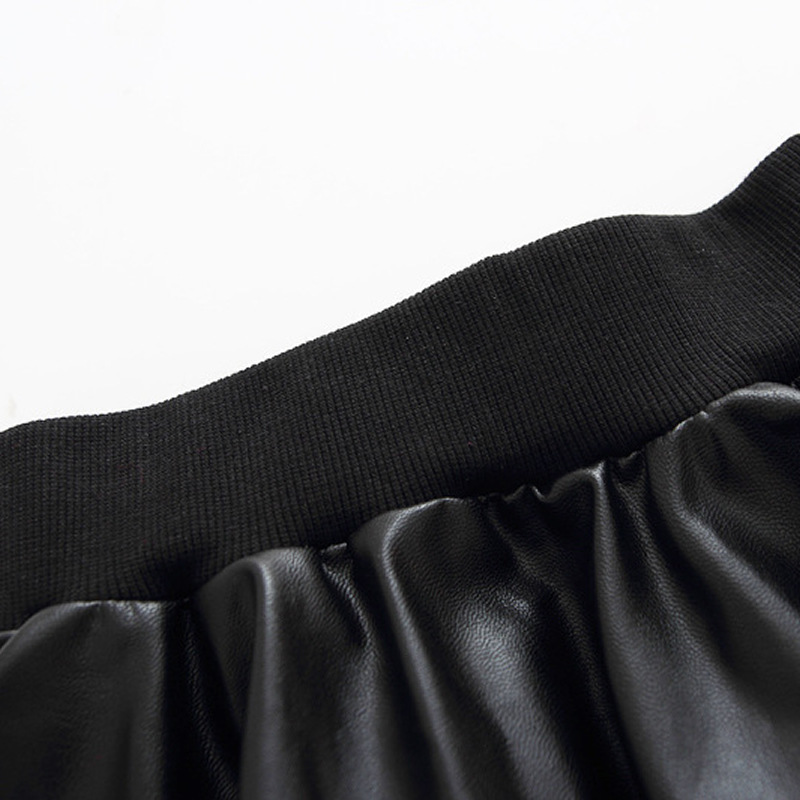 Black leather skirt for girls, baby children's half skirt, pu leather, little girl's stylish A-line skirt, half skirt, leather short skirt details Picture