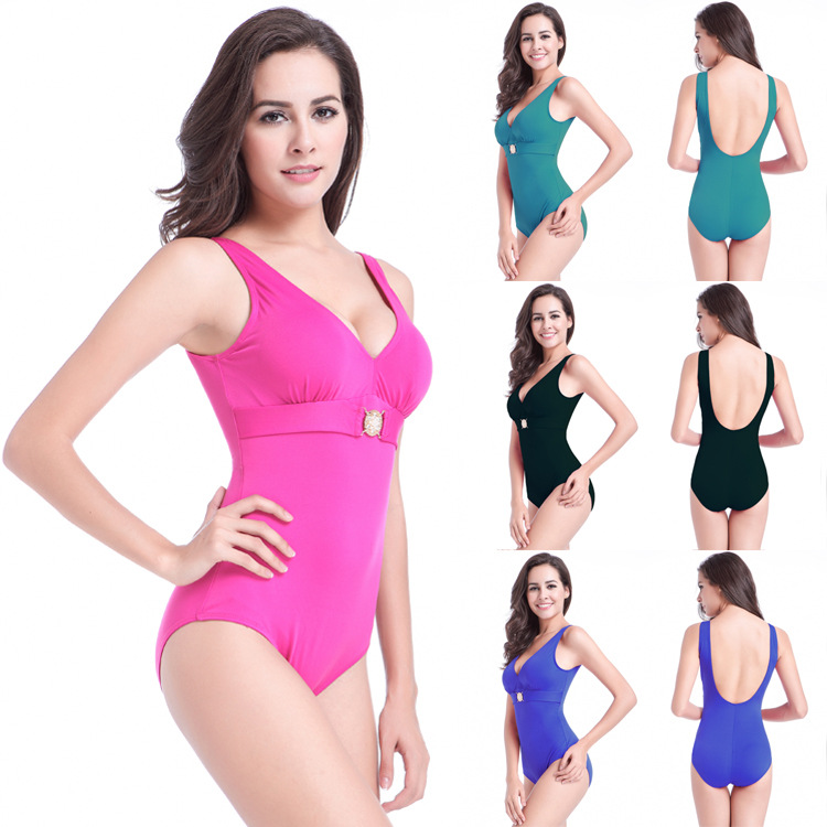 European and American large-sized one-piece swimsuits, fat lady swimming suits, V-neck high-waisted backless one-piece bikinis, starting from one piece