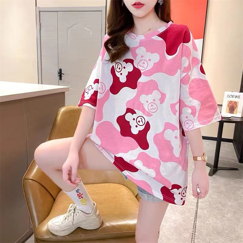 Short-sleeved T-shirt women's 2022 summer new style Korean style loose plus-size women's clothing, mid-length top for chubby girls trendy Specification image