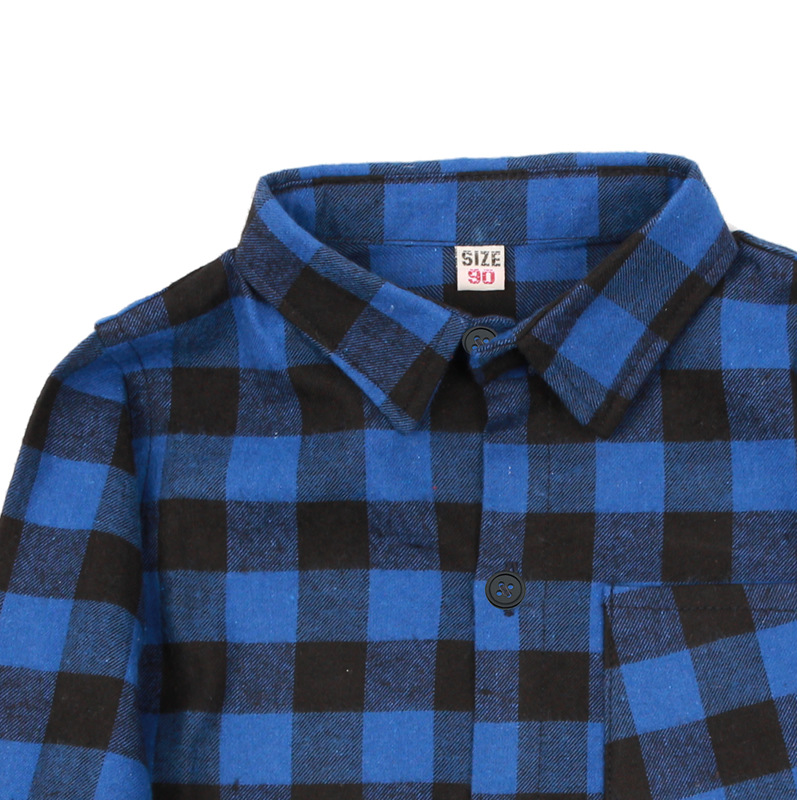Fashionable children's shirts, spring and autumn new styles for boys and girls, large and small checkered brushed long-sleeved shirts, large and medium-sized children's export clothing Specification image
