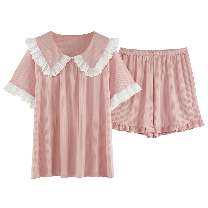 Princess-style pajamas for women, summer short-sleeved lace lace court-style women's home wear, summer two-piece set wholesale Item Picture