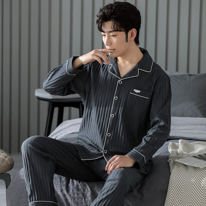 Men's pajamas, men's spring and autumn style, autumn pure cotton long-sleeved home wear, men's all-cotton autumn and winter style, winter men's suits Item Picture