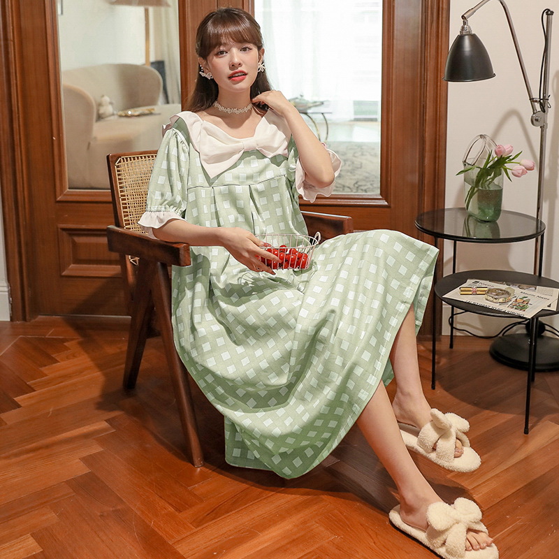 Princess-style sleeping dress for women, summer short-sleeved, court-style long dress for home wear, summer loose and plus-size pajamas for export Specification image