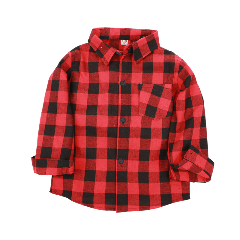 Fashionable children's shirts, spring and autumn new styles for boys and girls, large and small checkered brushed long-sleeved shirts, large and medium-sized children's export clothing Application Scenario