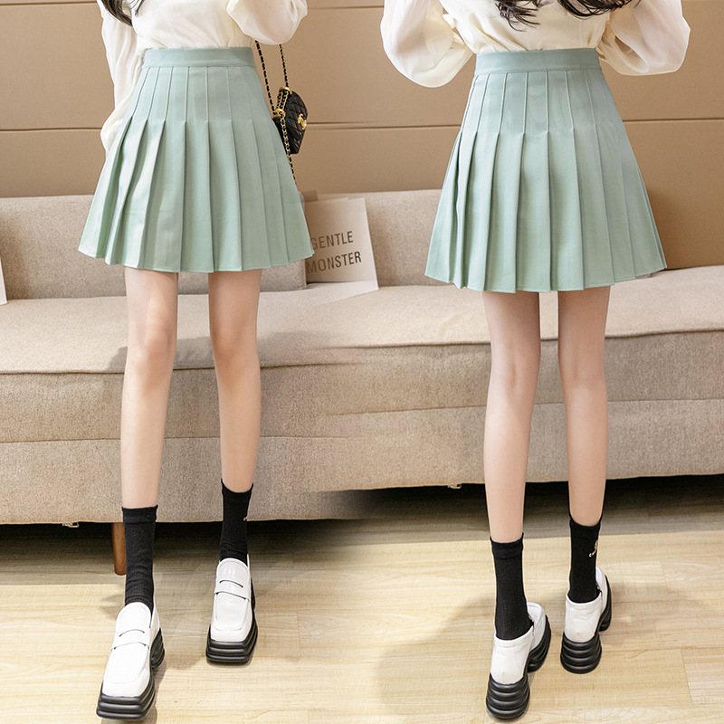 New anti-wrinkle khaki extended black, white and green skirt for women in autumn and winter, high-waisted A-line plum-size short skirt Application Scenario