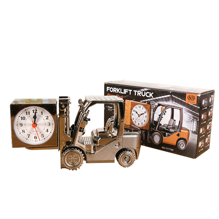 Creative retro forklift model alarm clock, children and students, bedside and study room display clock, electronic gift alarm clock Item Picture