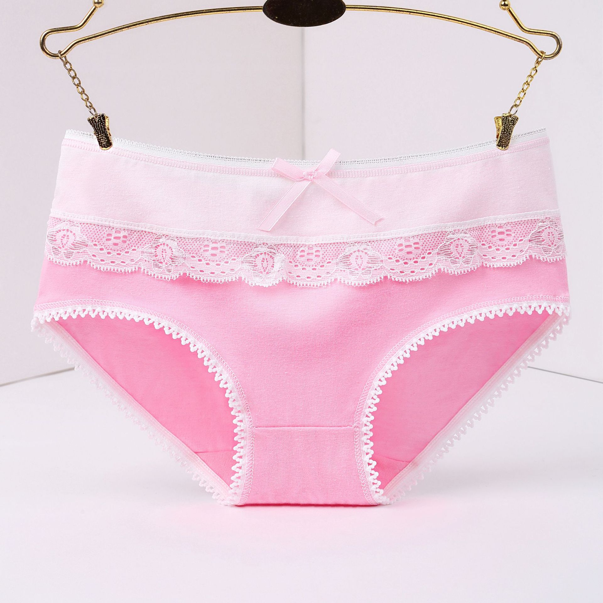 Tingweiya 5-piece pink gift box set of breathable mid-waist waist and hip cotton underwear with a bow Specification image