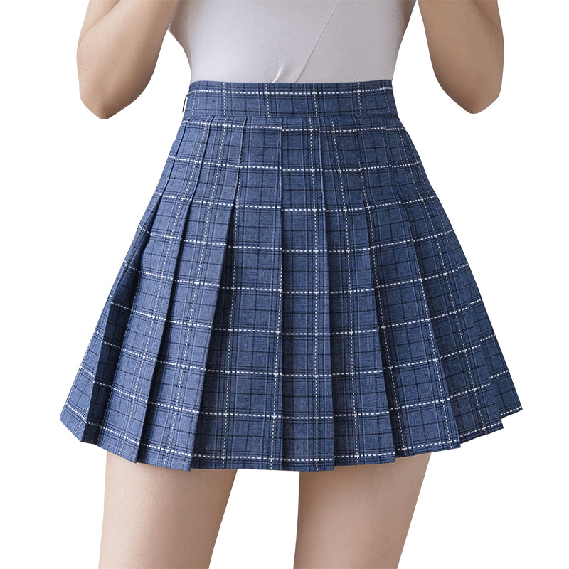 Pleated skirt, women's short skirt, high-waisted Korean version, new half skirt, women's summer and autumn, large-sized A-line group embroidered student skirt Item Picture