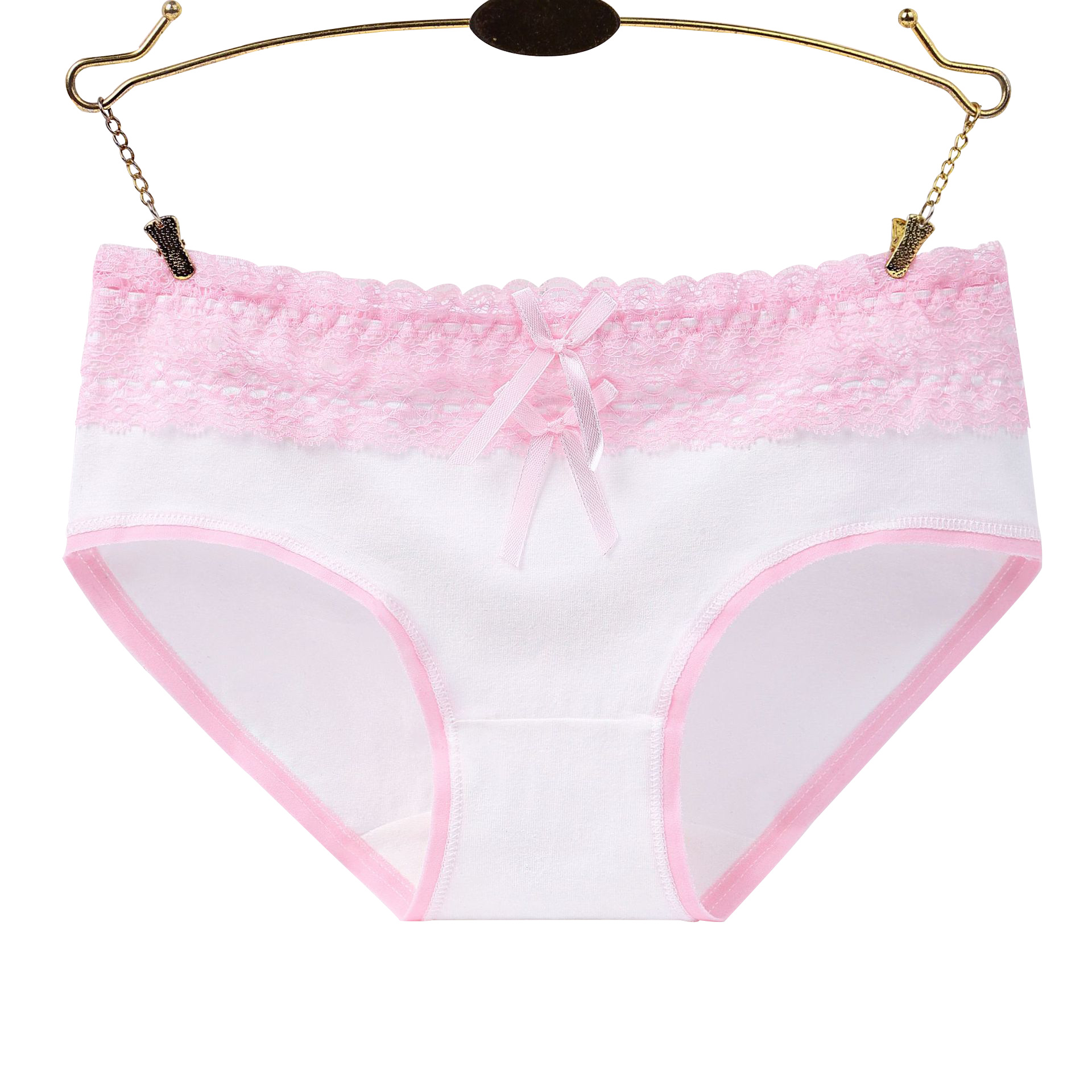Tingweiya 5-piece pink gift box set of breathable mid-waist waist and hip cotton underwear with a bow Item Picture
