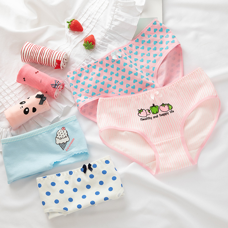 Clearance sale, non-returnable and non-exchangeable pure cotton crotch girls' simple mid-waist M size cute bow student triangle pants Specification image
