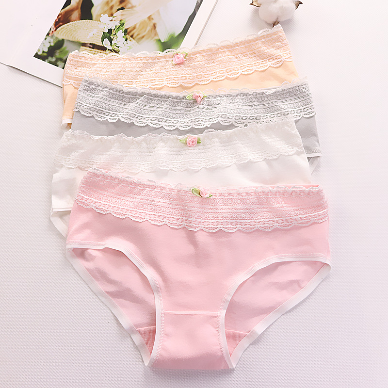 Tingweiya fresh and clean bow lace women's cotton underwear, mid-waist for women, candy-colored underwear for women Specification image