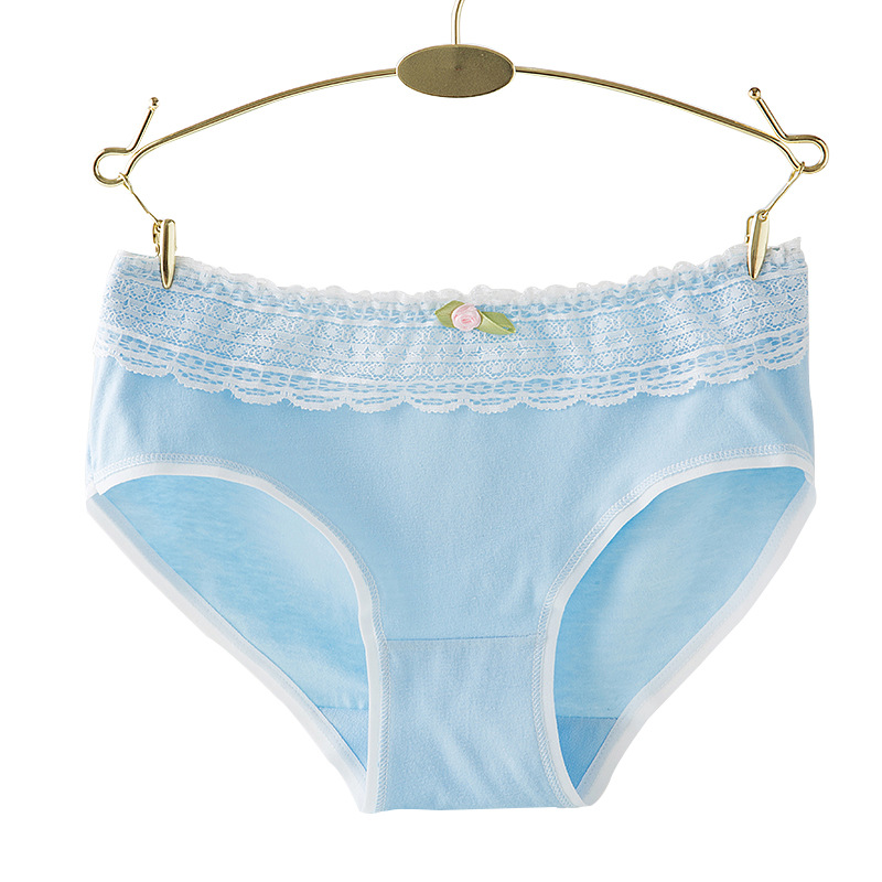 Tingweiya fresh and clean bow lace women's cotton underwear, mid-waist for women, candy-colored underwear for women Item Picture
