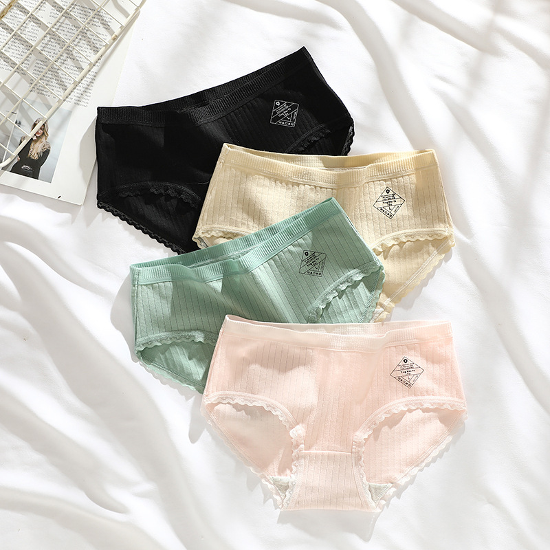 【 Special Clearance Sale 】 Women's underwear with pure cotton crotch, lace, thin breathable mid-waist, antibacterial, large-sized all-cotton for women details Picture