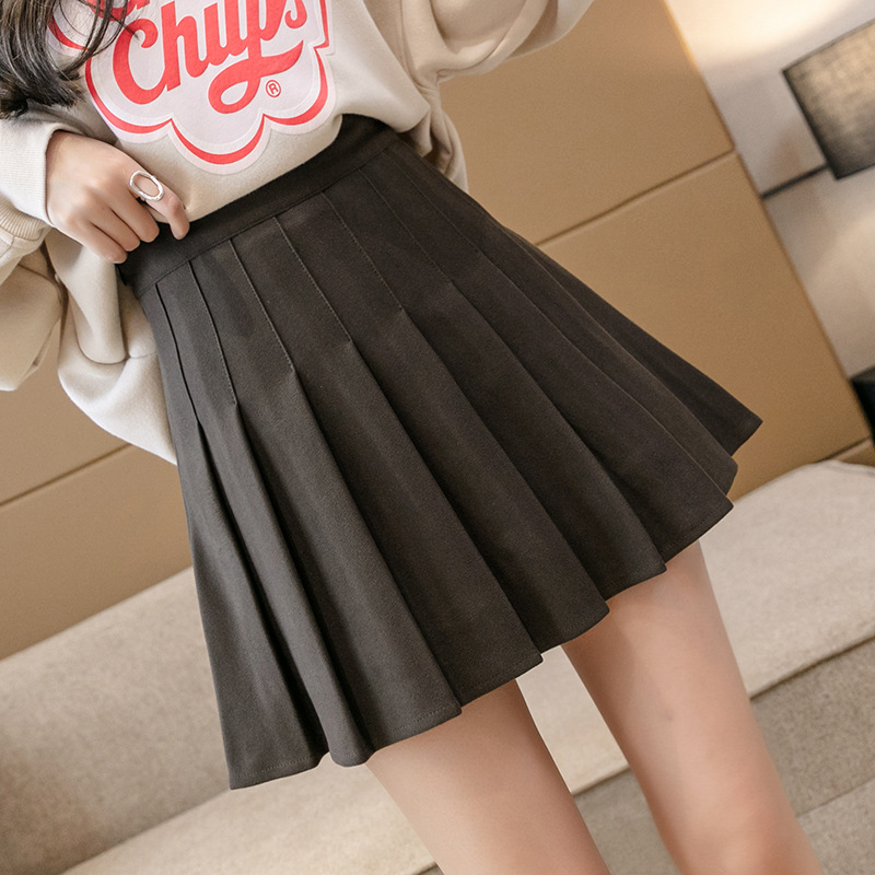 Woolen short skirt, pleated skirt, women's autumn and winter new style, small high-waisted Korean-style A-line skirt, slimming, large plaid half skirt details Picture