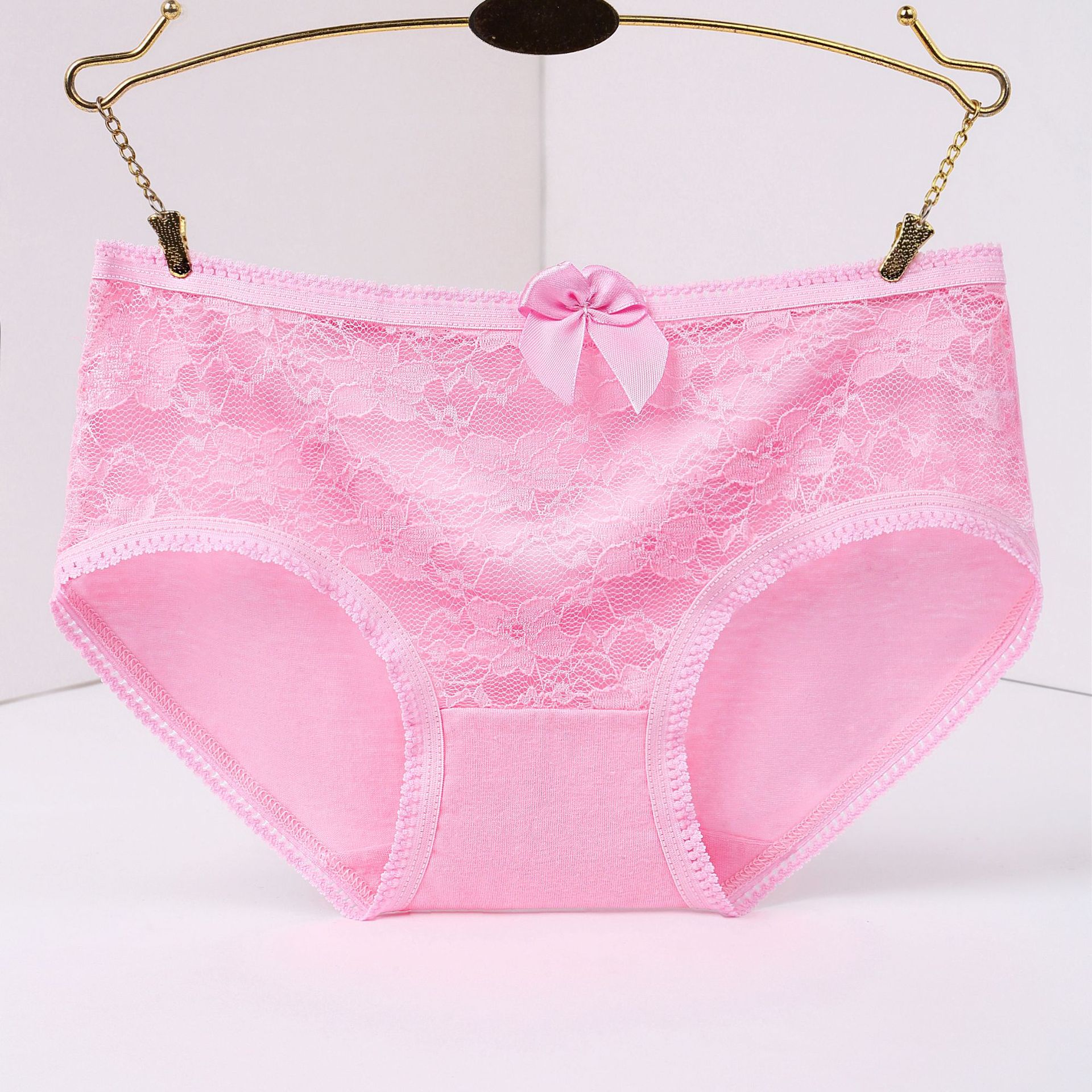 Tingweiya 5-piece pink gift box set of breathable mid-waist waist and hip cotton underwear with a bow details Picture