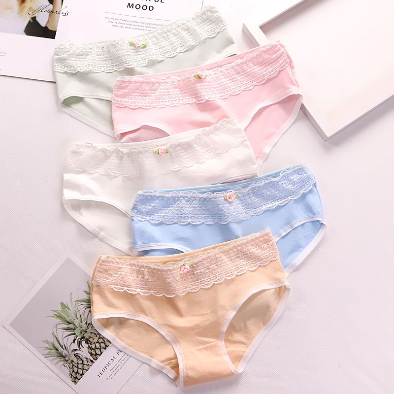 Tingweiya fresh and clean bow lace women's cotton underwear, mid-waist for women, candy-colored underwear for women Application Scenario