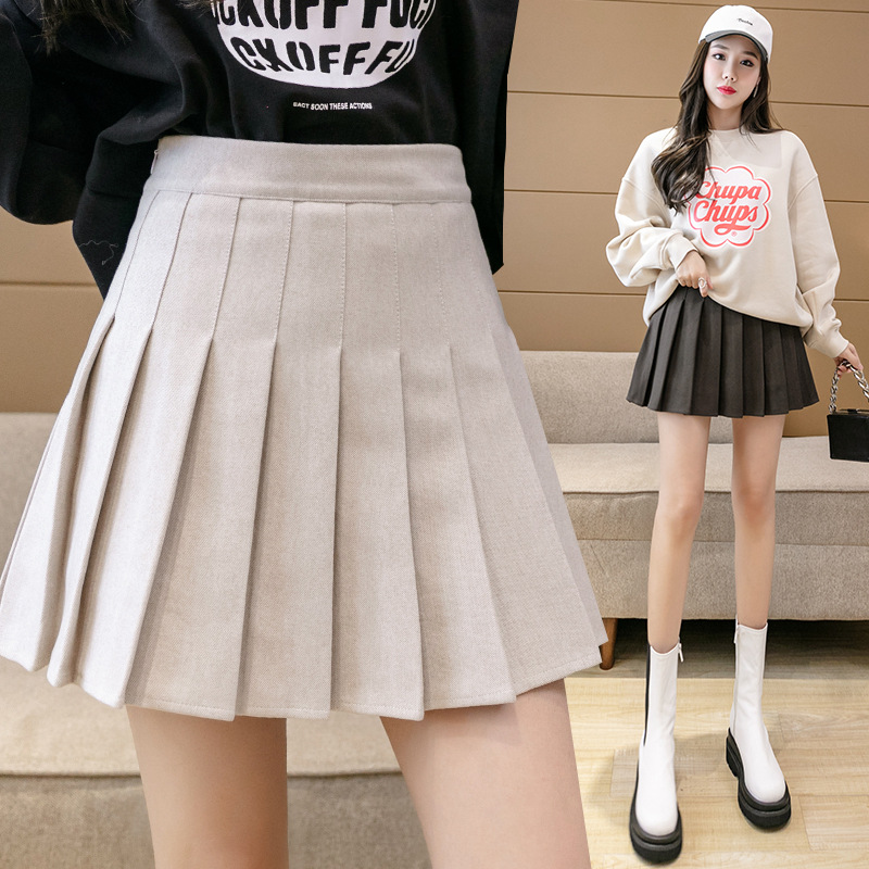 New pleated skirt for women in autumn and winter, small high-waisted Korean-style A-line skirt, slimming, large plaid half skirt, woolen short skirt Application Scenario