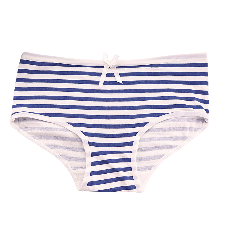 Tingweiya 510-1 Striped Navy style bow cute women's underwear wholesale small mid-waist underwear cotton Item Picture