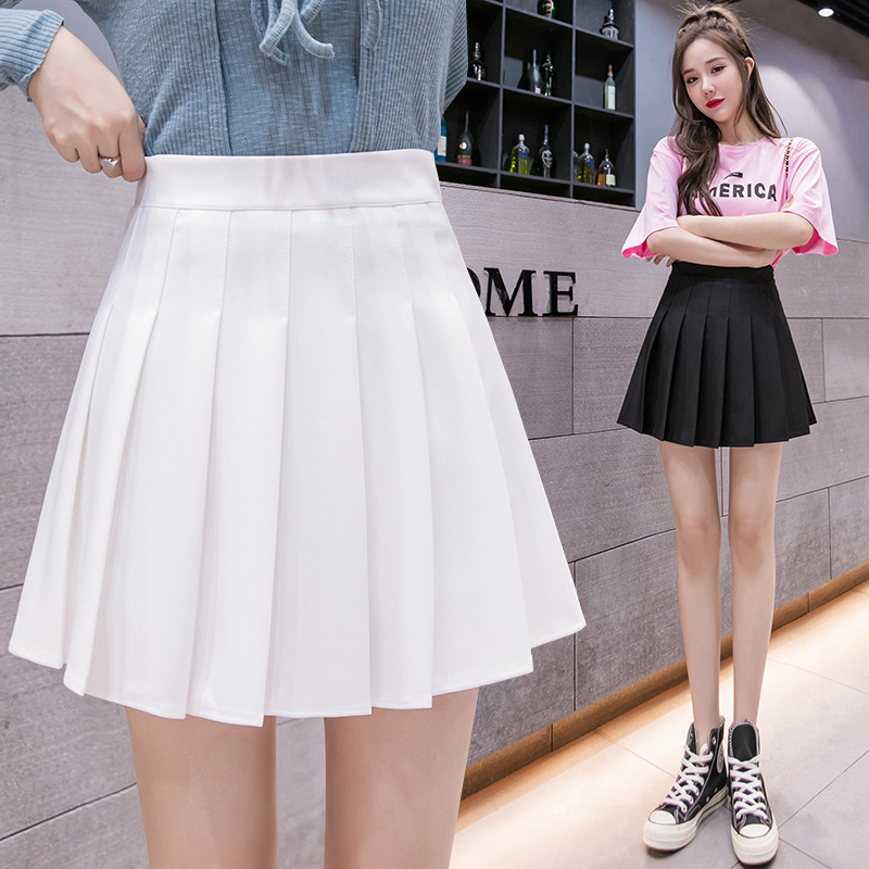 Pleated skirt for women 2021 new mid-length, tight-waisted, high-waisted Korean A-line short skirt, plus-size loose half skirt Application Scenario